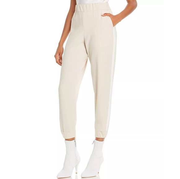 Alice + Olivia Pants - Alice + Olivia Pete Jogger Ankle Pants XL Beige Crepe High Rise Pull On Chic New